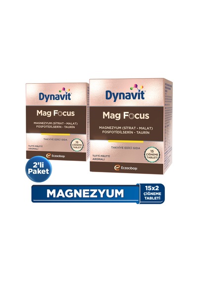 Dynavit Mag Focus 15x2 Çiğneme Tableti - Okula Dönüş - Magnezyum Malat & Sitrat, Fosfotidilserin