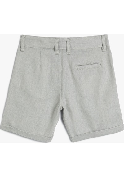 Koton Keten Şort Düğmeli Cepli Gri 3skb40044tw 3SKB40044TW031 Gri