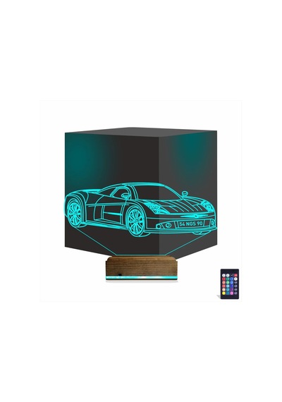 Luvivia Spor Araba Chevrolet Kişiye Özel 3d Lamba - Masa Gece Lambası Şeffaf
