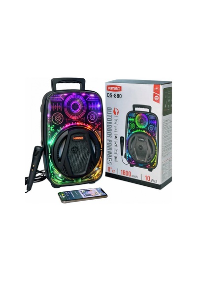 Platoon Pl-4657 Bt Usb Sd Aux 8 İnç Mikrofonlu Anfi Yüksek Ses Taşınabilir Rgb Işıklı Hoparlör