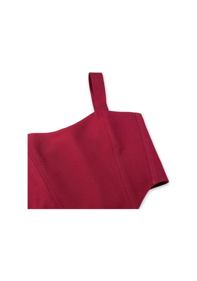 L'aura Corset Bordo Renk Kalp Yaka Bayan Korse Büstiyer