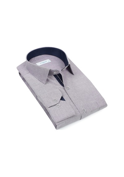 Klasik Uzun Kol Keten Cotton Hediye Kutulu Erkek Gömlek Fs-001261 - Mor-1415
