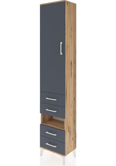 Arges Dolap 4 Raflı 4 Çekmeceli Tek Kapaklı 44x30x221 Çam-ant... Çam