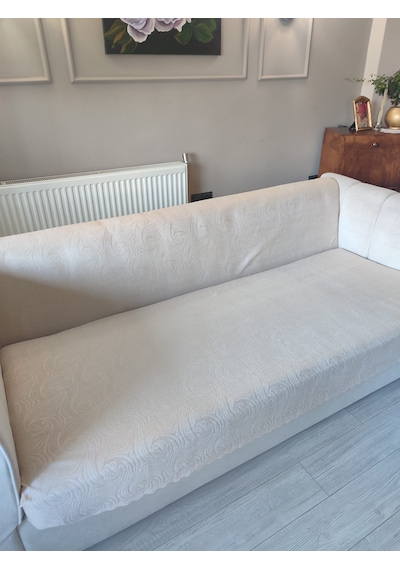 Koltuk Örtüsü Kaymaz 170x210 Gofreli Beyaz