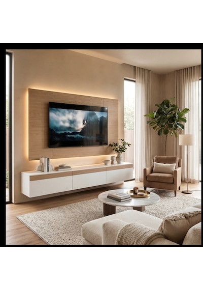 Pure Line Tv Duvar Ünitesi Kumandalı Ledli Beyaz