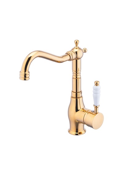 İsaoğlu Yapı Gold Lavabo Bataryası Kolay Abdest Yüksek Model Klasik Armatür Gold Lavabo Musluğu Gold