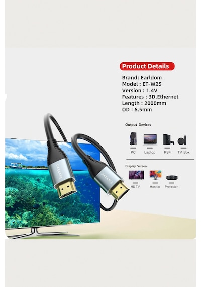 Fuchsia 4k Hdmı Kablo 5m 18 Gbps Hdmı 2 0 1 4 V Görüntü Aktarım Kablosu