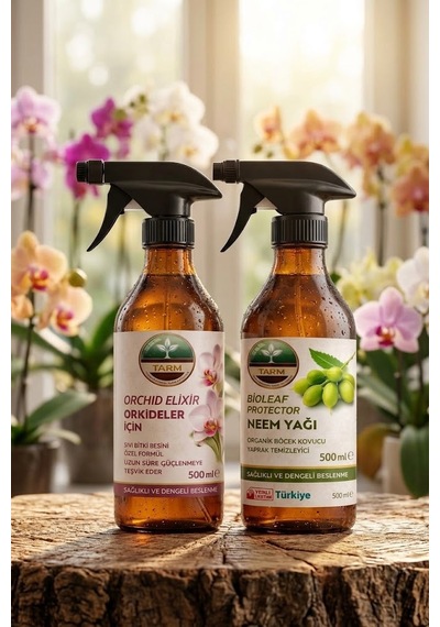 İkili Bakım Seti Orchid Elixir Sprey Orkide Bitki Besini Ve Bioleaf Protector Sprey Neem Yağı 1 L