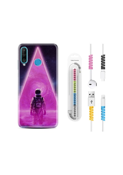 Huawei P30 Lite Kılıf Kablo Koruyuculu Astro Purple2 1907
