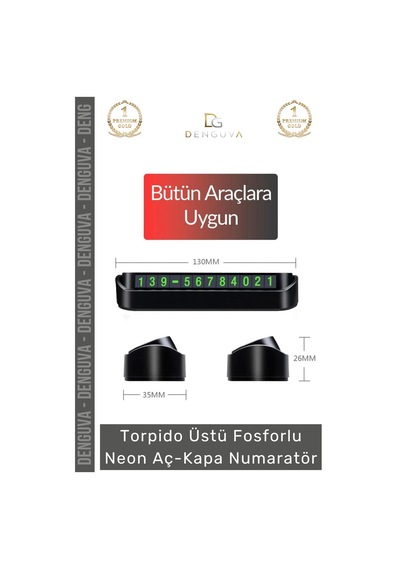 Numaratör Araç İçi Mıknatıslı Magnetli Şık Tasarım Park Telefon Numarası Gizleme Neon Aç Kapa Numar