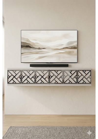 Tda1238bs Arex Duvara Montaj Tv Sehpası Beyaz-silver 120cm