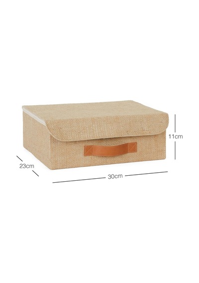 Ocean Home Textile Çekmece İçi Jüt Kapaklı Kutu 30 X 23 X 11 Cm Genel