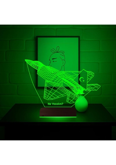 Luvivia Savaş Uçağı Pilot Uçak Kişiye Özel 3d Lamba - Masa Gece Lambası Şeffaf
