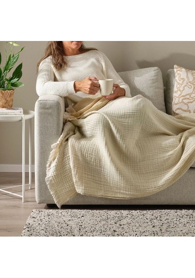 Ikea Vallkrassıng Polar Koltuk Örtüsü Tek Kişilik 150 X 200 Cm Bej