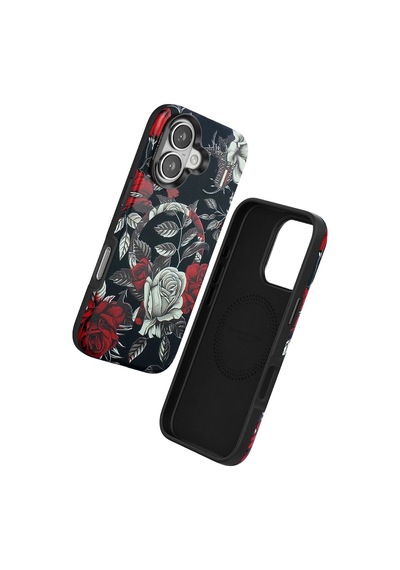 Durukar Apple, Uyumlu iPhone 16 Flower Series Magsafe Kapak - Siyah
