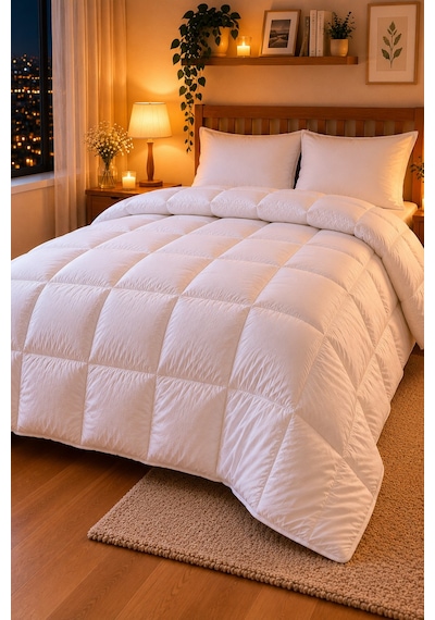 Luxesleep Çift Kişilik Microfiber Yorgan Sıcacık Ultra Yumuşak Kuş Tüyü Hissi Beyaz