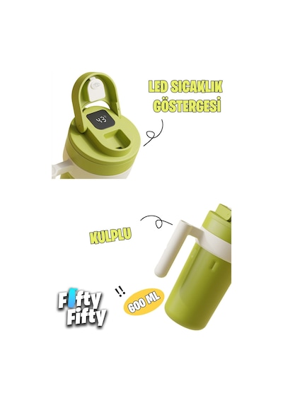 Vagonlife 600 ML Led Sıcaklık Göstergeli Akıllı Çelik Termos Kulplu -kahve Bardağı-mug-ffvgn2009 001
