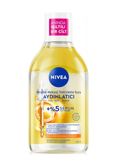 Nıvea Aydınlatıcı Serum İçerikli Micellar Makyaj Temizleme Suyu C Vitamini 400ml 2 Adet