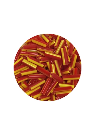 Uzun Boru Kesme Boncuk Çap 2mm Uzunluk 10 Mm - 20 Gram - Sarı Kırmızı - Bnc235