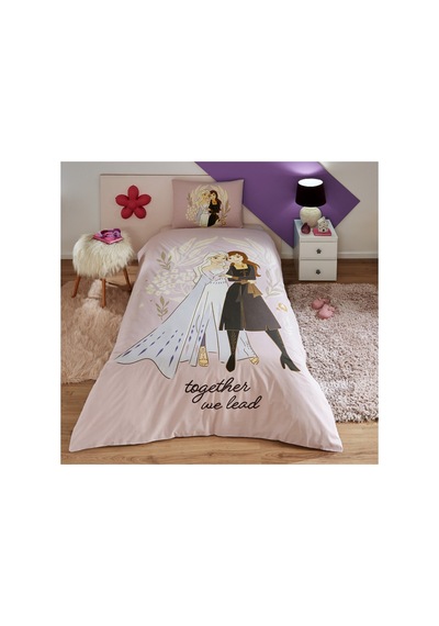 Frozen Magical Tek Kişilik Disney Lisanslı Lastikli Çocuk Nevresim Takımı Pembe