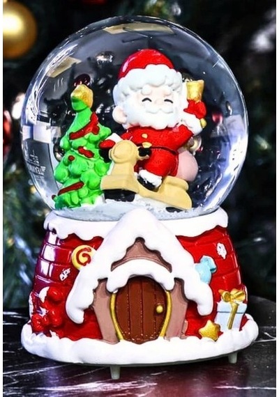 Noel Baba Hediyeler Temalı Işıklı Müzikli Kar Küresi Yılbaşı Noel Baba Hediyeler Temalı Kar Küresi Işıklı Müzikli 13 Cm Hediye 01