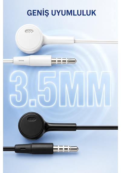 Jopus Yüksek Sesli Stereo Kulak İçi Kulaklık Mikrofonlu 3.5mm Aux Jack Girişli 1m Kablo Tak Çalıştır iOS Android Uyumlu