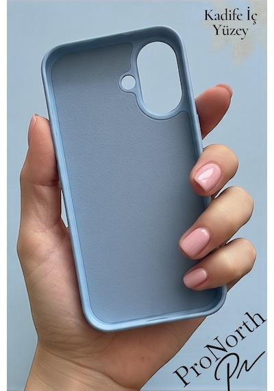 Apple iPhone 17-18 Uyumlu Kılıf Logolu Lansman Soft Yumuşak Içi Kadife Silikon Kapak Baby Blue Renk