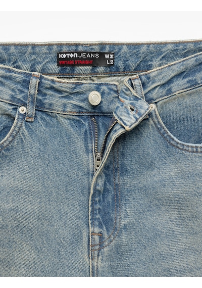 Koton Pamuklu Normal Bel Vintage Straight Fit Jean Pantolon Petrol 6wam40078nd PETROL