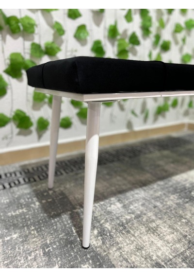 Özcan Metal Beyaz Metal Ayaklı Metal Kasalı Bench Mutfak Salon Antre Yatak Odası Balkon Puf Bank Siyah