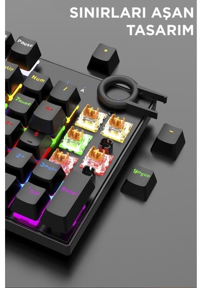 Tk-05 Mekanik Oyuncu Klavyesi Rgb Işıklı Blue Switch Kablolu Klavye 9 Led Mod Gaming Keyboard
