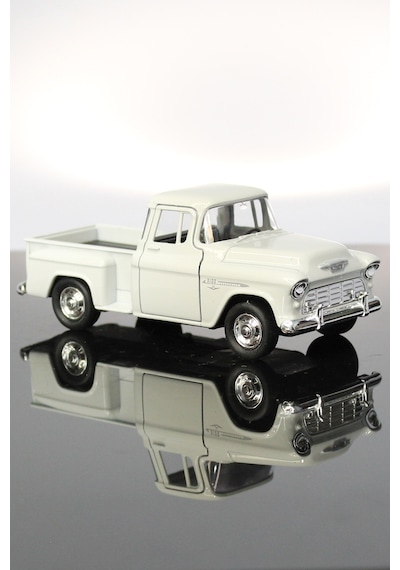 Toyaş 1955 Chevrolet Stepside Beyaz Kamyonet Çek Bırak Metal Model Oyuncak Araba 12 cm