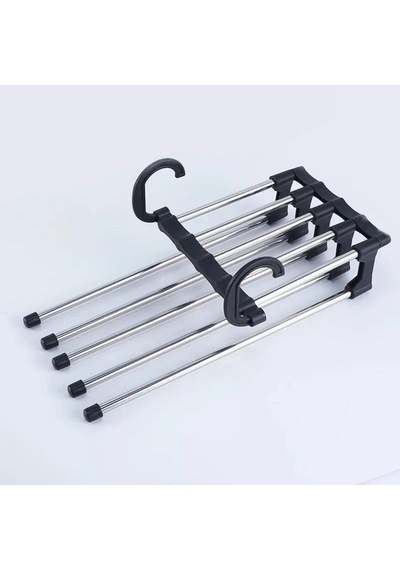 5'li Organizer Pantolon Askısı Katlanabilir Kravat, Etek, Şal, Elbise Askısı Metal Siyah Cn Diğer