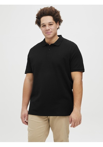 Jack & Jones Büyük Beden Polo Tişört - Austin - 12274980 Black Siyah