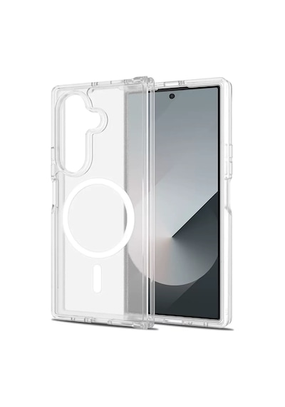 Zore Samsung Galaxy Uyumlu Z Fold 7 Kılıf M-safe Şarj Özellikli Şeffaf Sert Pc Zore Embos Kapak - Şeffaf