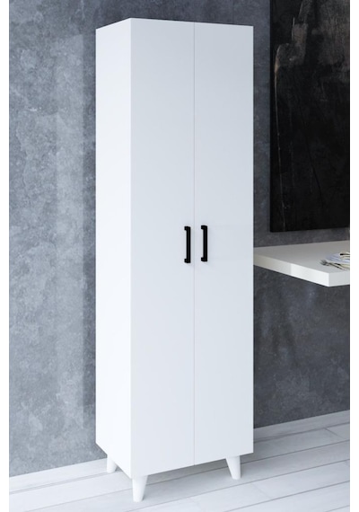 5 Raflı 2 Kapaklı 14r Çok Amaçlı Dolap Erzak Dolabı Banyo Dolabı Kiler Dolabı Beyaz Beyaz