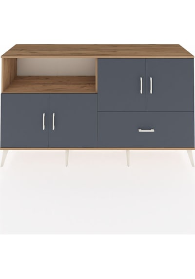 Hyperion Konsol 4 Raflı Tek Çekmeceli 4 Kapaklı 176x44x99 Çam-ant Çam-antrasit