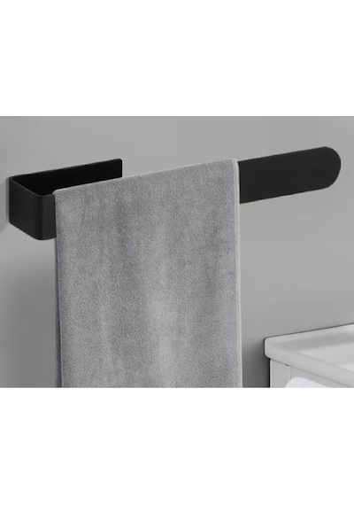 Dione Store Mat Siyah Lüx Tasarım Havlu Askısı Kendinden Yapışkanlı Siyah