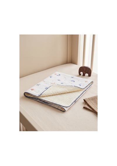 %100 Pamuk Bebek Battaniyesi Pikeli 100x100 Çok Renkli