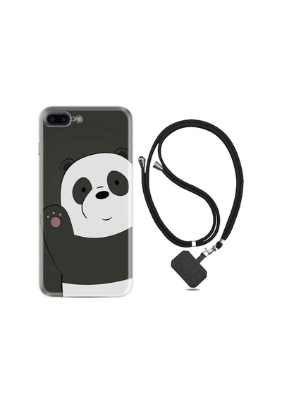 Iphone 7 8 Plus Uyumlu Kılıf Ipli Boyun Askılı Desenli Silikon Hello Panda 1709