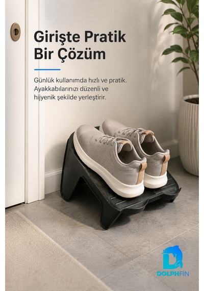 Ayakkabı Rampası Çiftli Ayakkabı Düzenleyici Kaymaz Tabanlı Siyah