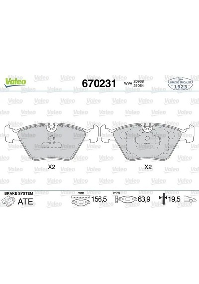 Bmw X3 2.0d On Fren Balatasi 2005-2007 Valeo 670231