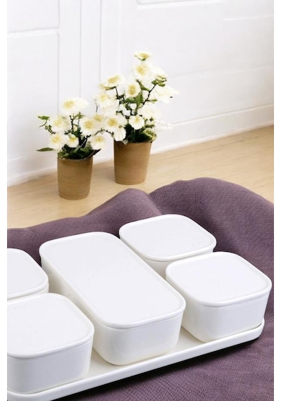 Digithome 5'li Porselen Kapaklı Kahvaltılık Set Por19-317s6 1-1-289 Krem