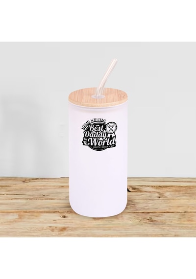 Bk Gift İsimli Dad Tasarımlı Beyaz Renk Pipetli Buzlu Cam Bardak 600ml - 3, Babaya Hediye, Doğum Günü Hediyesi Kobitmeyen137864 Bk Gift