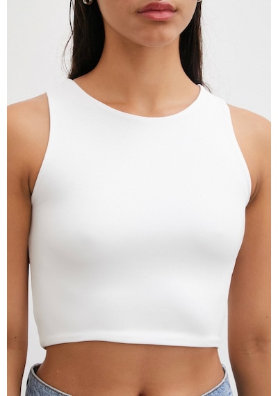 Never More Basic Crop Top Beyaz Beyaz