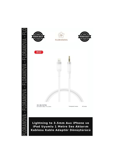 Lightning To 3.5mm Aux İphone Ve İpad Uyumlu 1 Metre Ses Aktarım Kablosu Kablo Adaptör Dönüştürücü