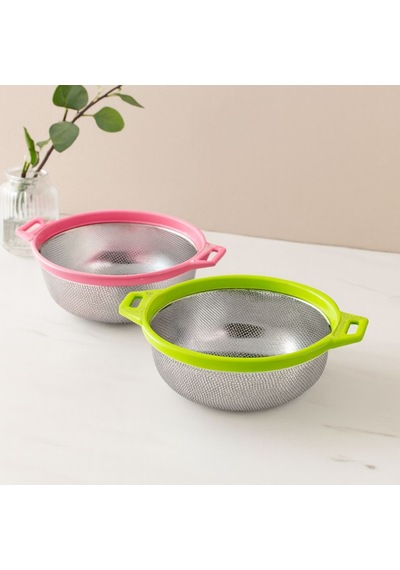 21 Cm Kulplu Metal Süzgeç - Çelik Sepet Renkli