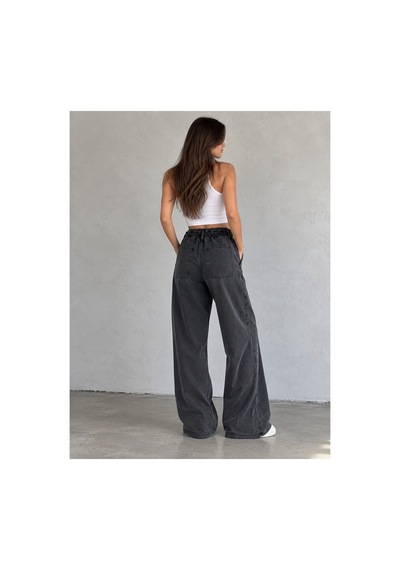 Zdnjeans Kadın Yüksek Bel Bol Paça Pantolon Antrasit