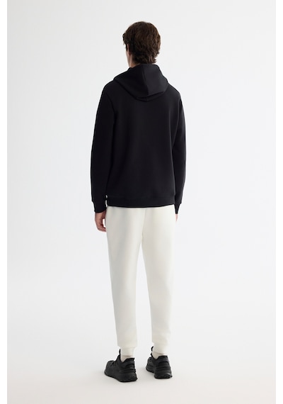 Avva Erkek Siyah Kapüşonlu Pamuklu Baskılı Elastan Regular Fit Sweatshirt A42y1324