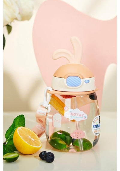 Rabbit Çocuk Pipetli Matara Tritan Somon 600ml Genel