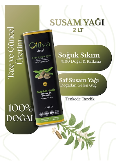 %100 Doğal Susam Yağı 2 L Soğuk Sıkım Cam Şişe